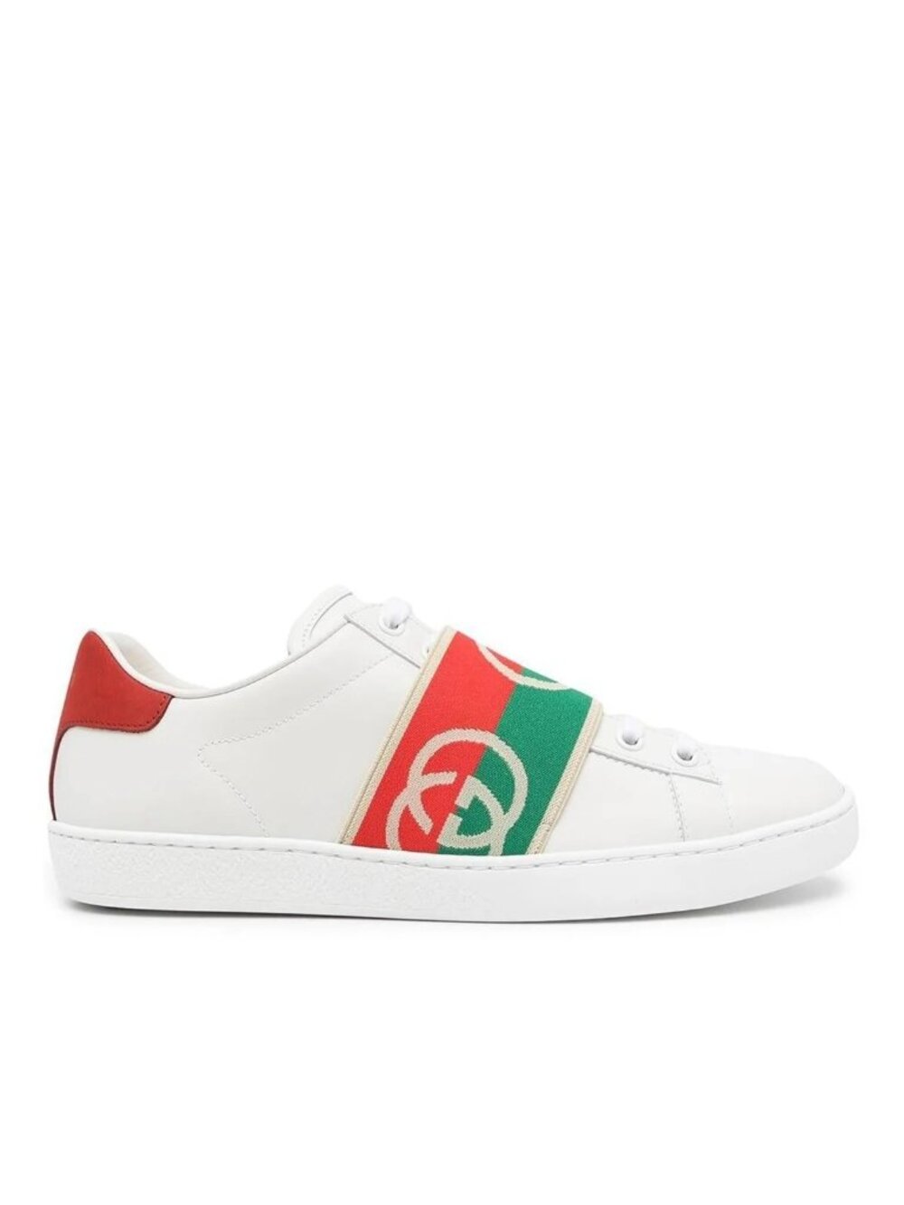 Gucci 643488 Ace White, Red & Green Calf-Skin Leather Web Casual Sneakers (GGM17